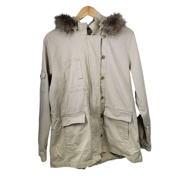 Cabi Khaki Lightweight Hooded Utility Jacket Style 110 Women's Size L - Picture 2 of 10